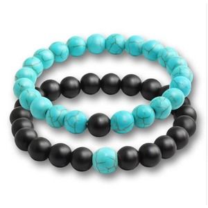 Black/Turquoise Natural Stone Bracelet Set